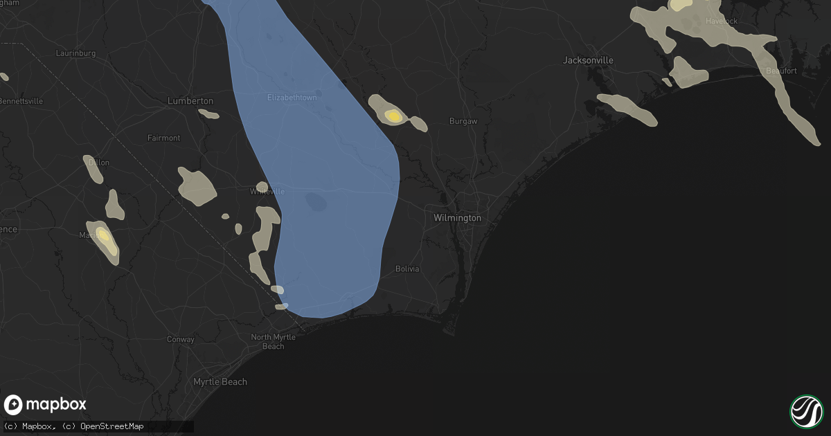Hail map in Leland, NC on September 5, 2026