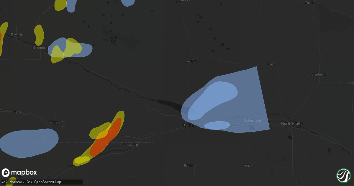 Hail map in Lemoyne, NE on September 5, 2026