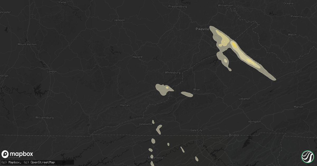 Hail map in Linefork, KY on September 5, 2026
