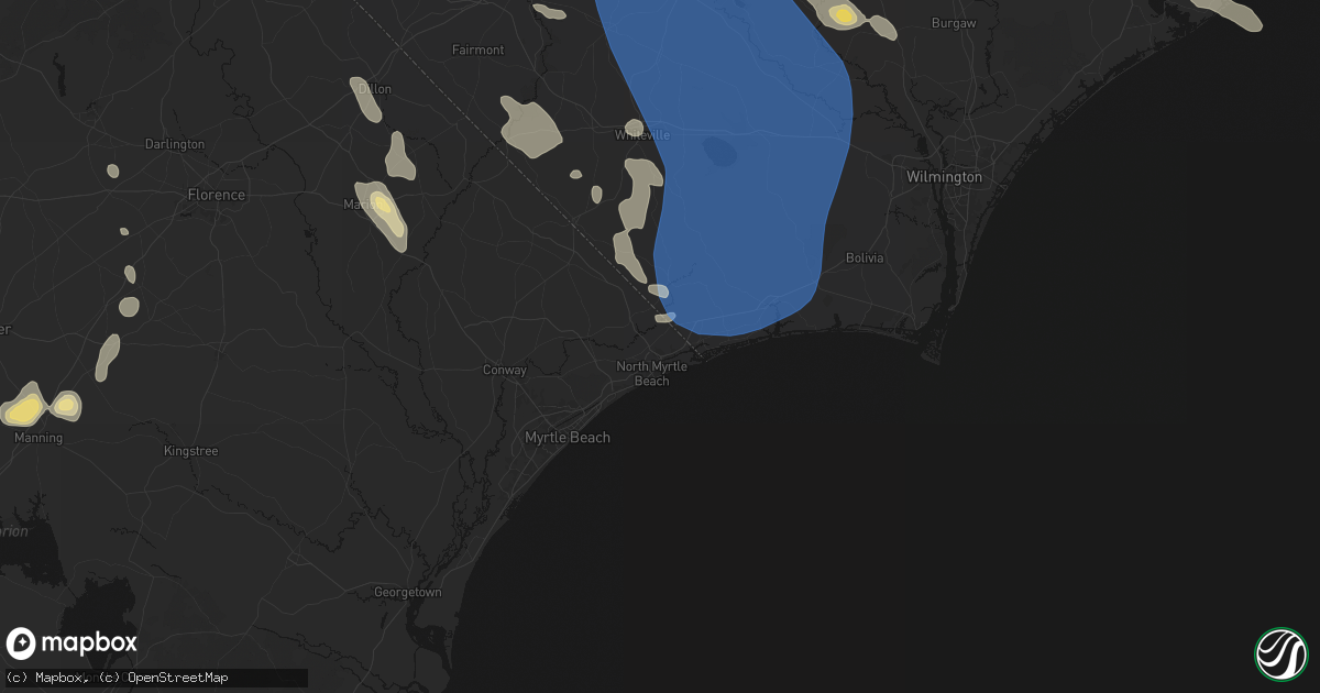 Hail map in Little River, SC on September 5, 2026