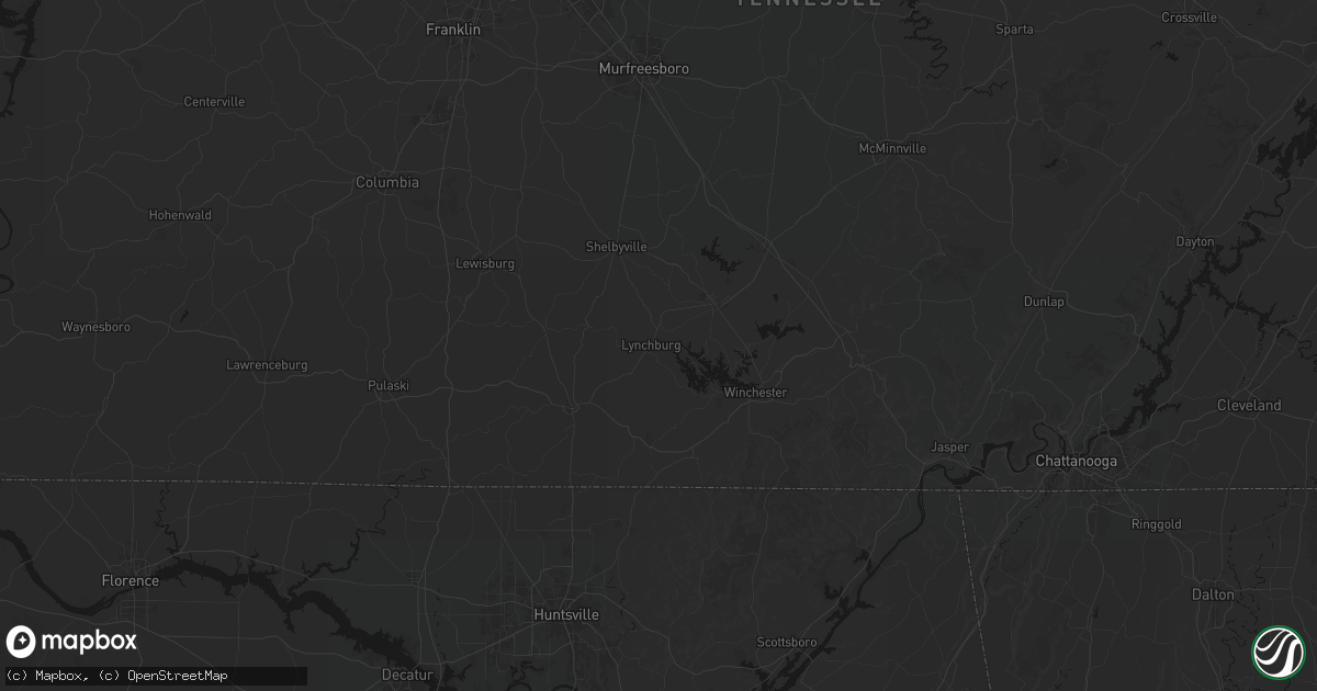 Hail map in Lynchburg, TN on September 5, 2026