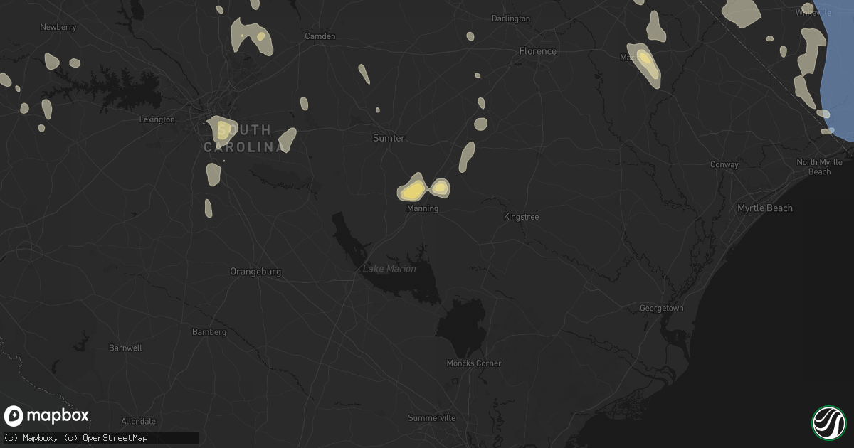 Hail map in Manning, SC on September 5, 2026
