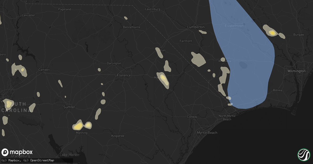 Hail map in Marion, SC on September 5, 2026