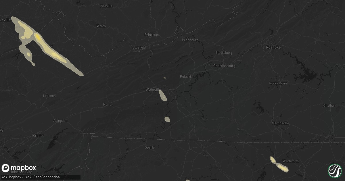 Hail map in Max Meadows, VA on September 5, 2026