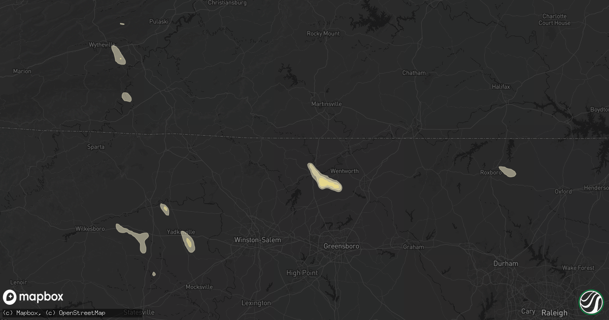 Hail map in Mayodan, NC on September 5, 2026
