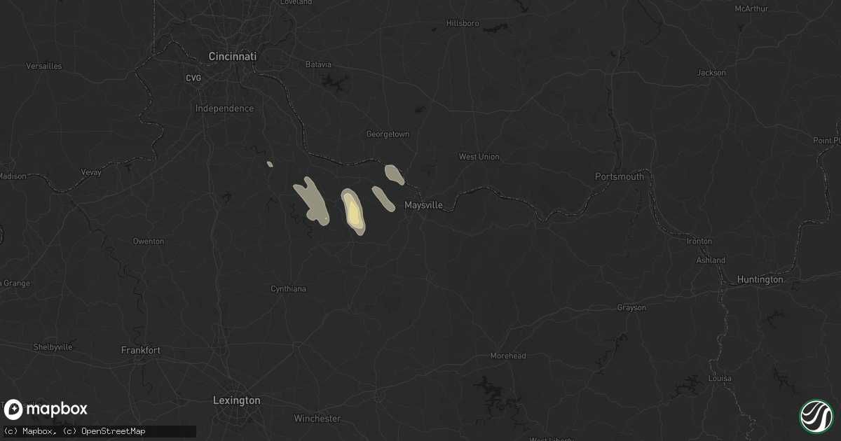 Hail map in Maysville, KY on September 5, 2026