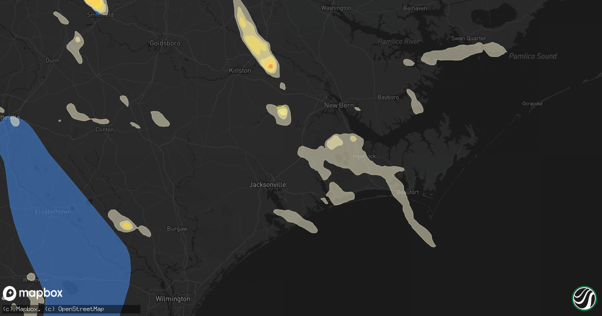 Hail map in Maysville, NC on September 5, 2026