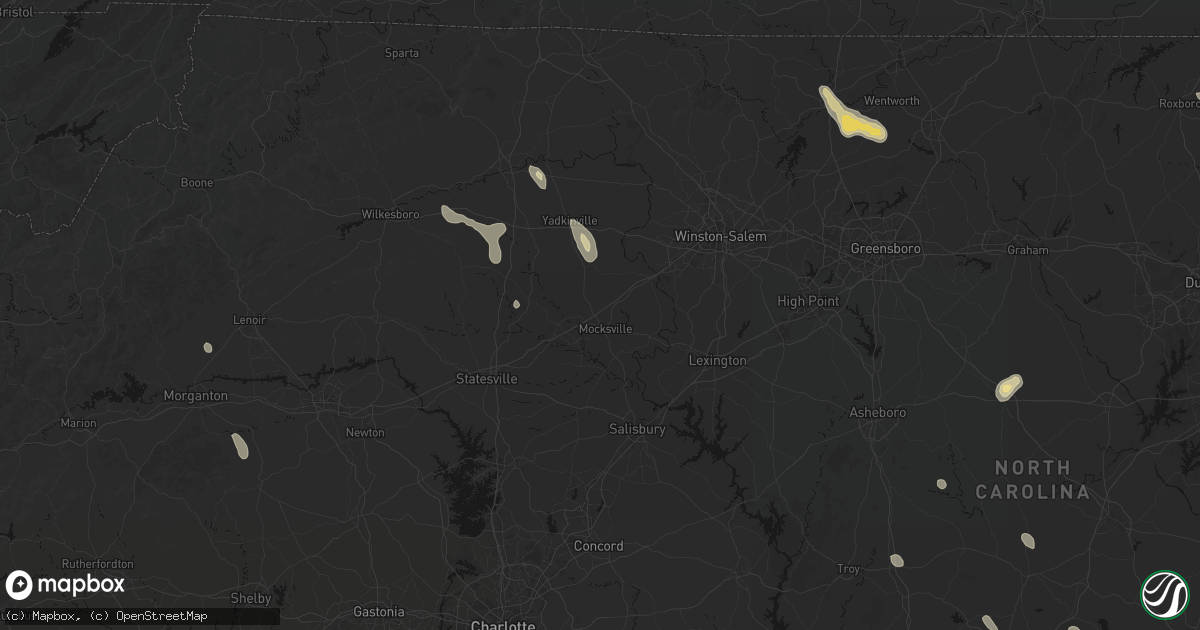 Hail map in Mocksville, NC on September 5, 2026