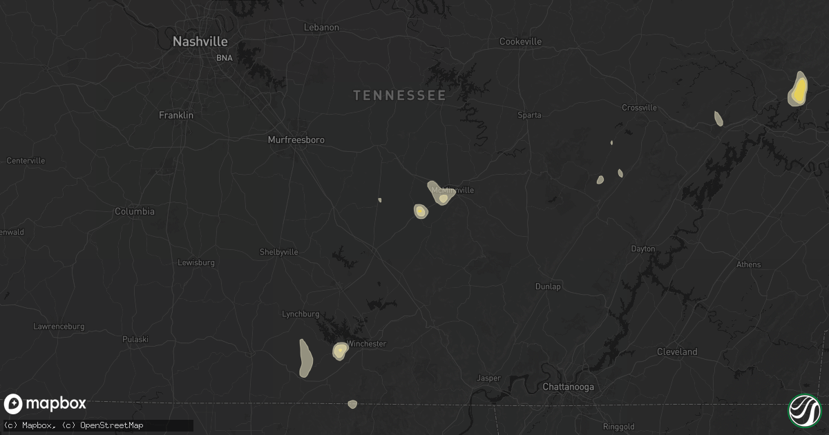 Hail map in Morrison, TN on September 5, 2026