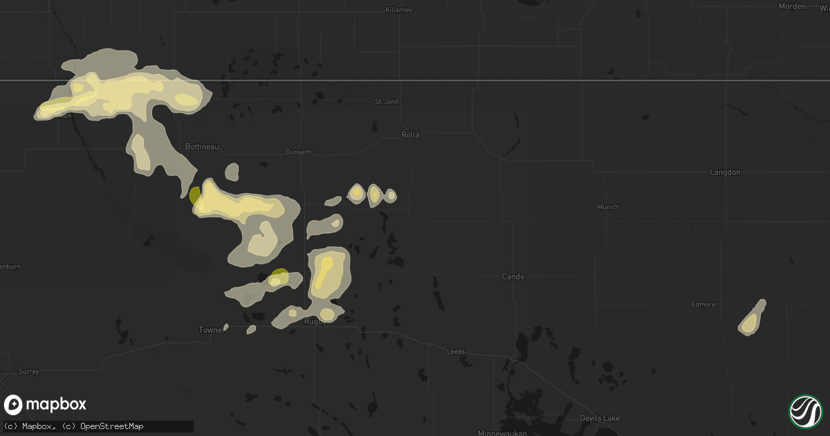 Hail map in Mylo, ND on September 5, 2026
