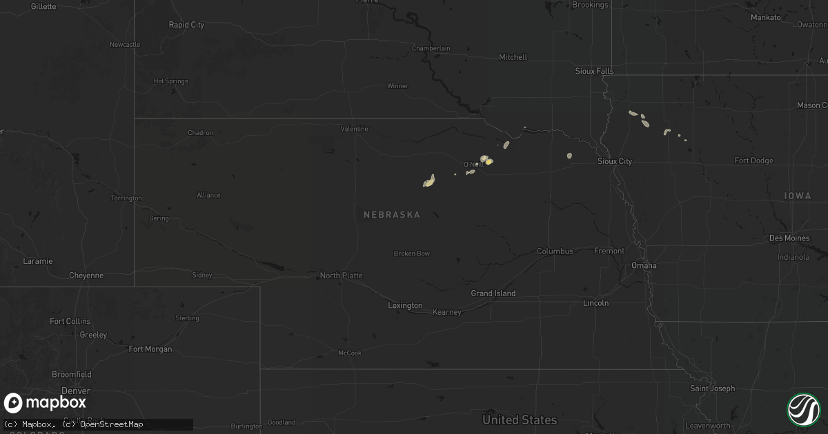 Hail map in Nebraska on September 5, 2026