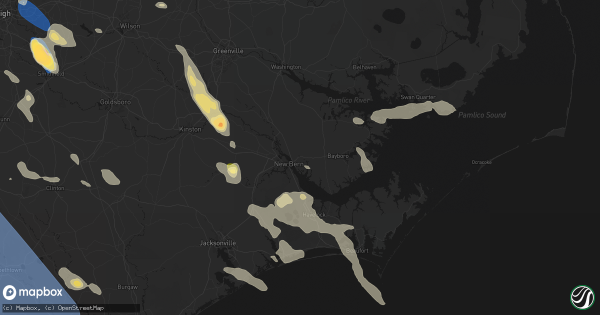 Hail map in New Bern, NC on September 5, 2026