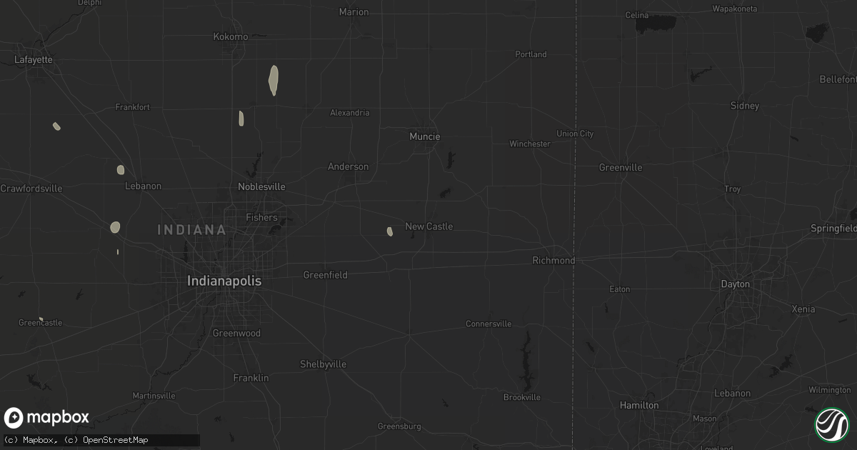 Hail map in New Castle, IN on September 5, 2026