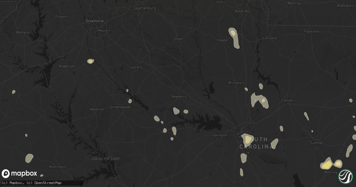 Hail map in Newberry, SC on September 5, 2026