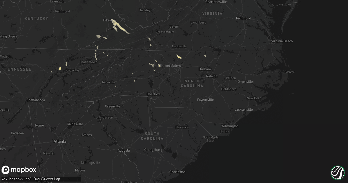 Hail map in North Carolina on September 5, 2026