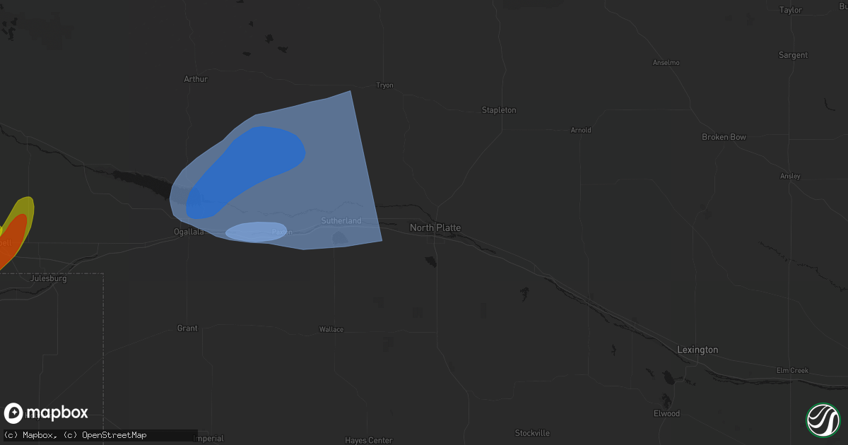 Hail map in North Platte, NE on September 5, 2026