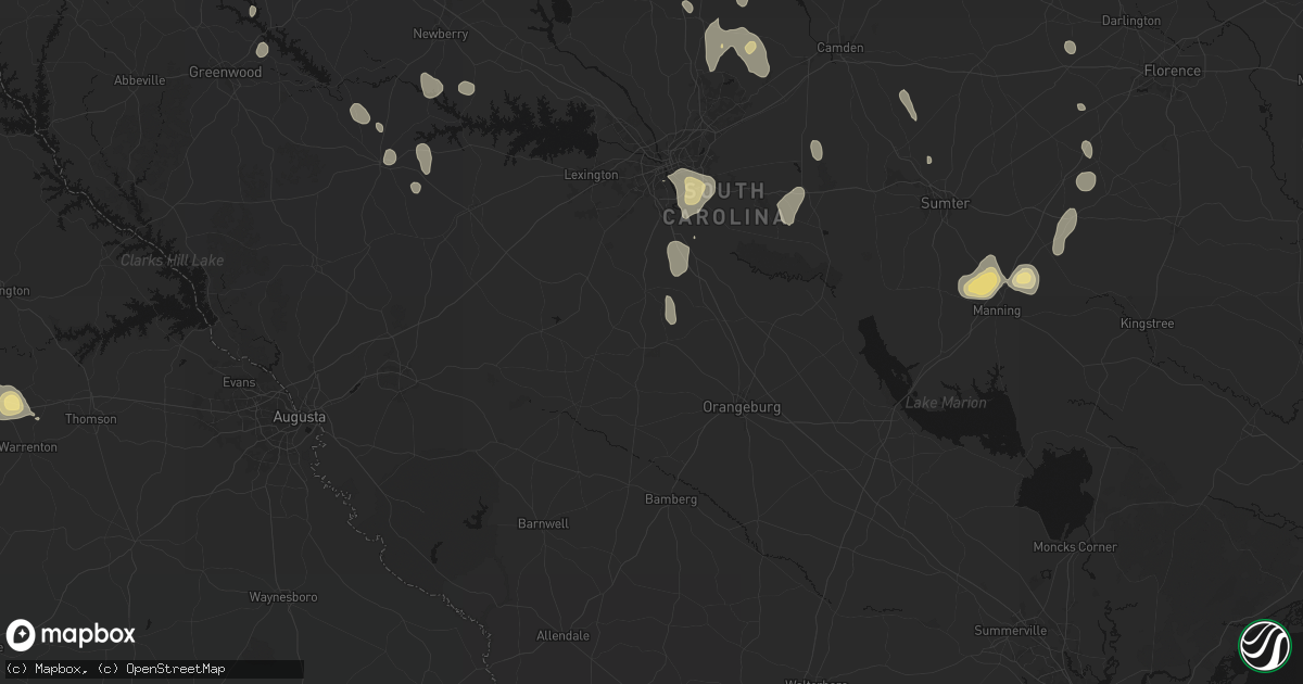 Hail map in North, SC on September 5, 2026