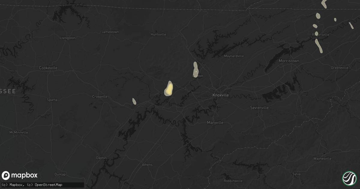 Hail map in Oak Ridge, TN on September 5, 2026
