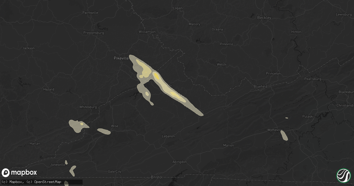 Hail map in Oakwood, VA on September 5, 2026