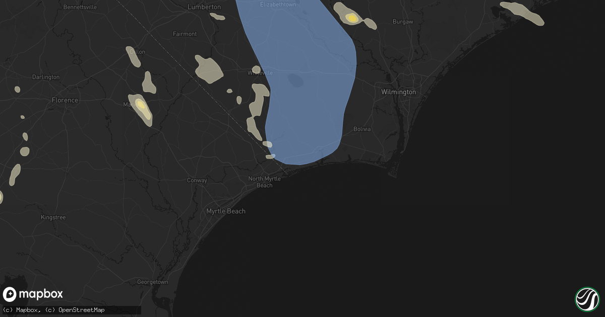 Hail map in Ocean Isle Beach, NC on September 5, 2026