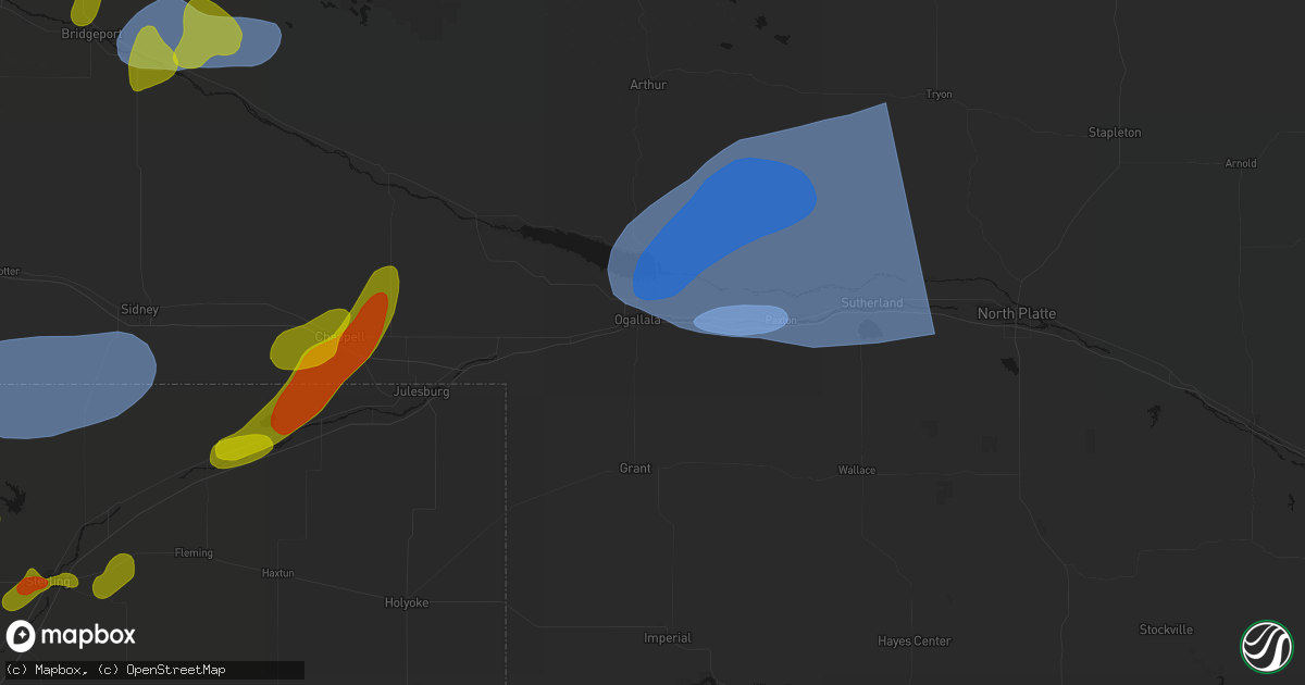 Hail map in Ogallala, NE on September 5, 2026