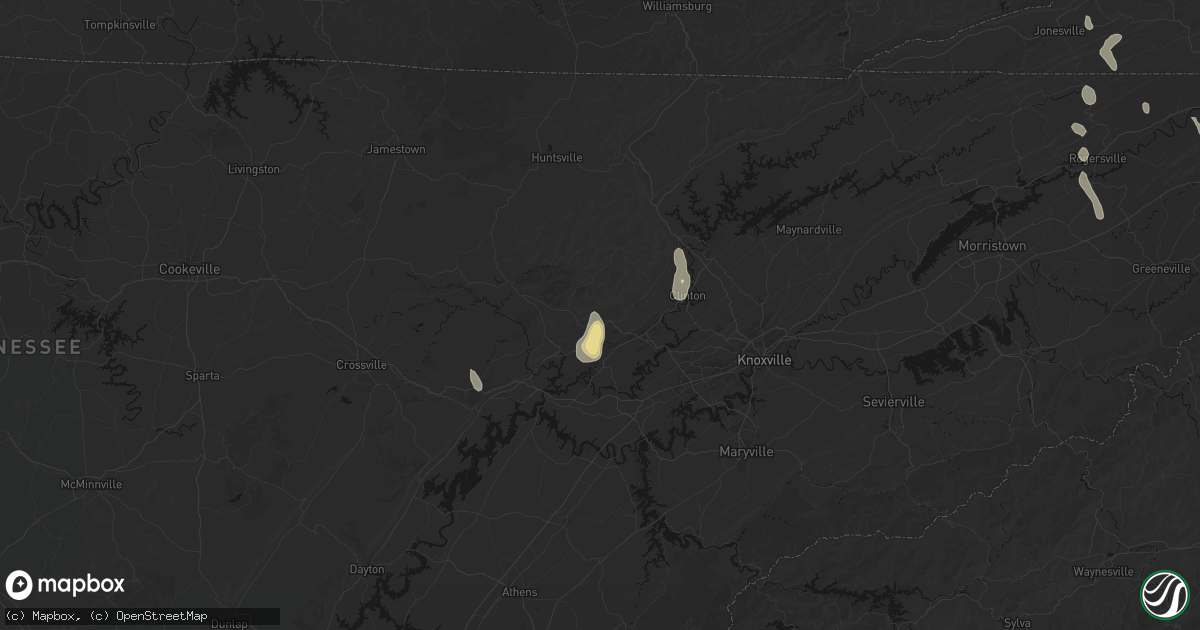 Hail map in Oliver Springs, TN on September 5, 2026