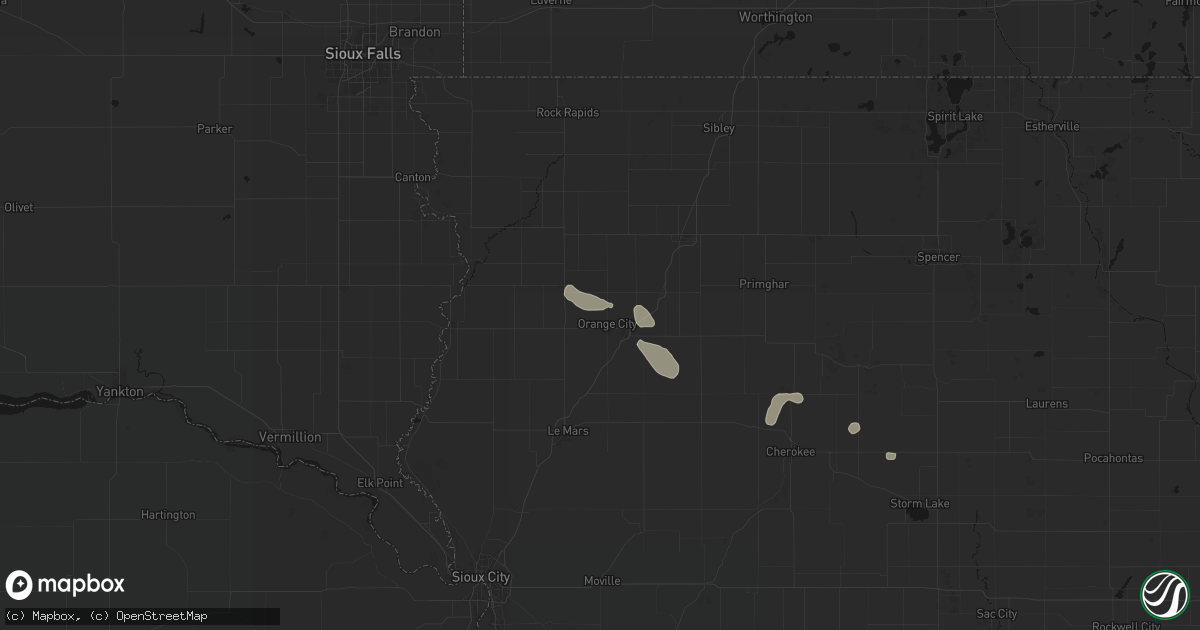 Hail map in Orange City, IA on September 5, 2026