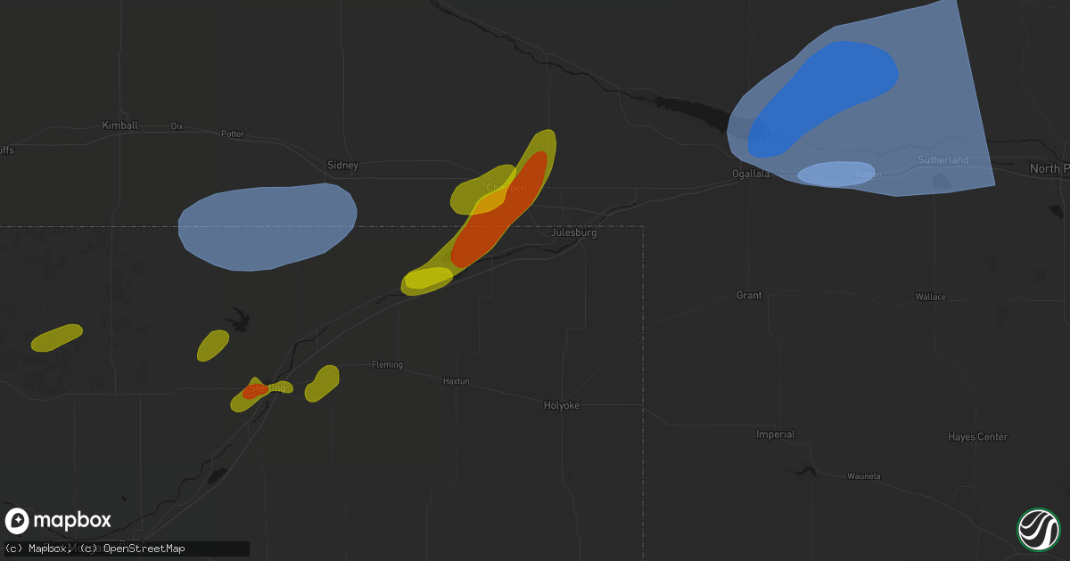 Hail map in Ovid, CO on September 5, 2026