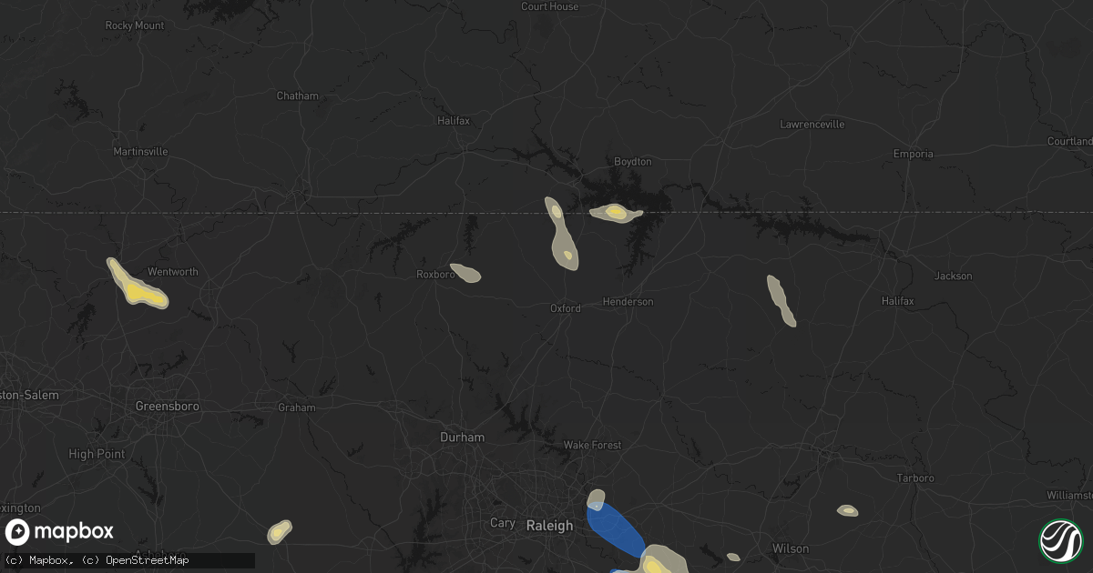 Hail map in Oxford, NC on September 5, 2026