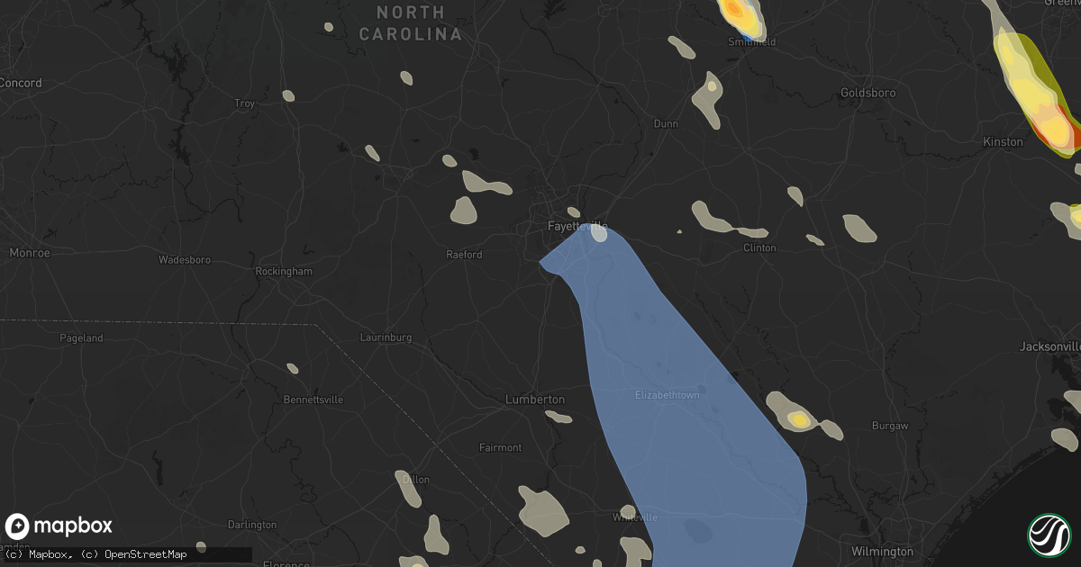 Hail map in Parkton, NC on September 5, 2026