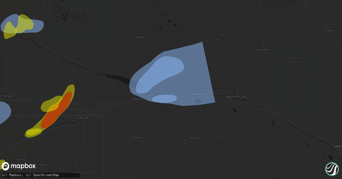 Hail map in Paxton, NE on September 5, 2026