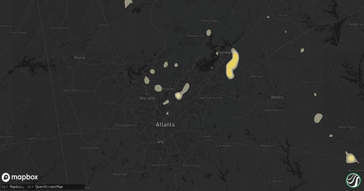 Hail map in Peachtree Corners, GA on September 5, 2026