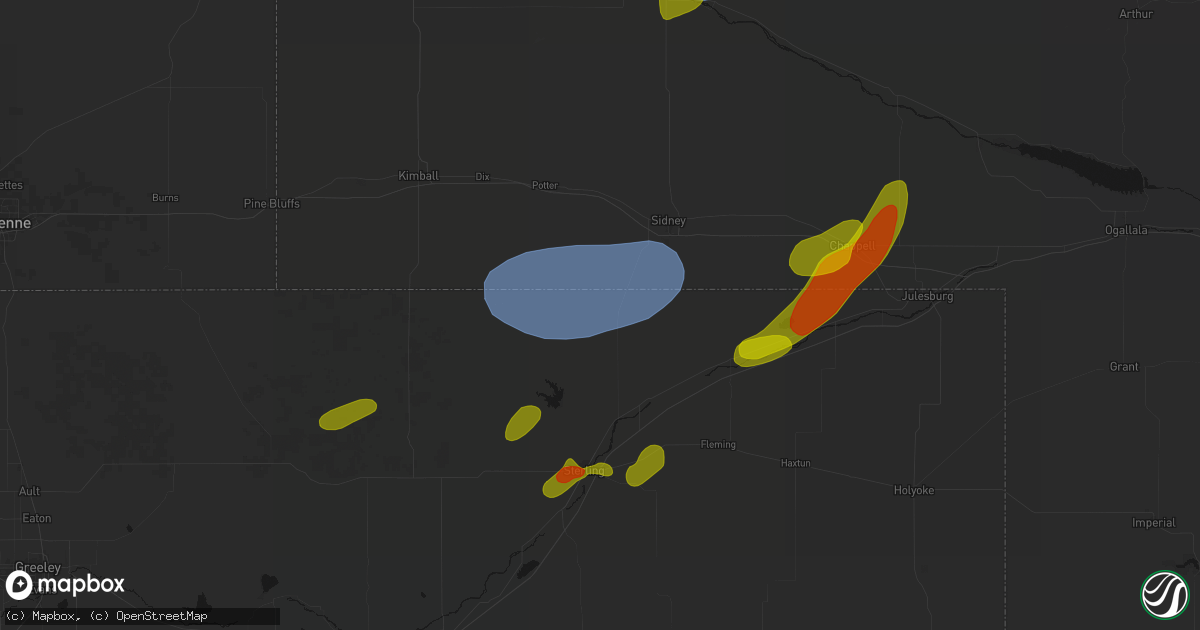 Hail map in Peetz, CO on September 5, 2026