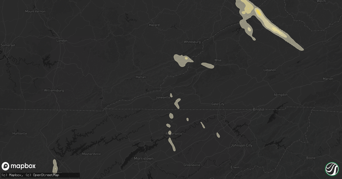 Hail map in Pennington Gap, VA on September 5, 2026