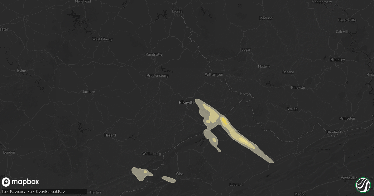 Hail map in Pikeville, KY on September 5, 2026