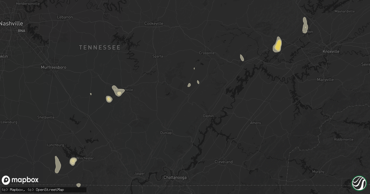 Hail map in Pikeville, TN on September 5, 2026