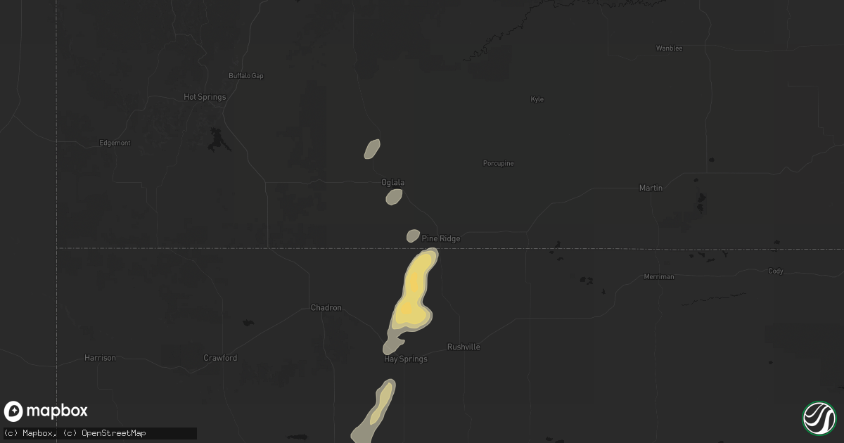 Hail map in Pine Ridge, SD on September 5, 2026