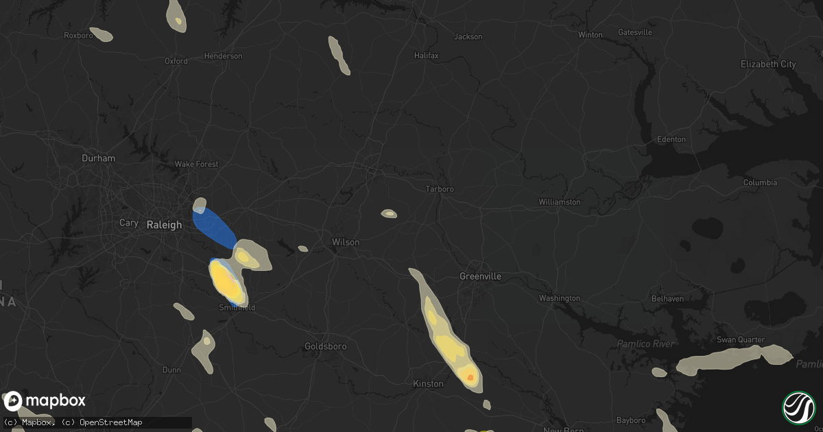 Hail map in Pinetops, NC on September 5, 2026