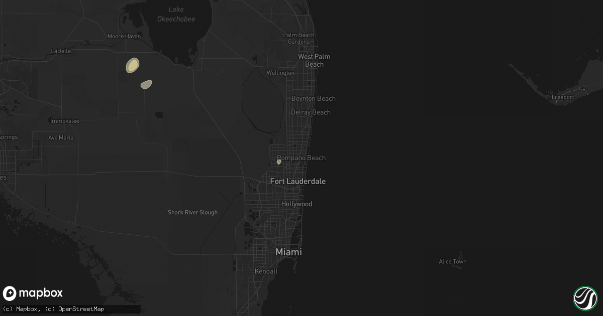 Hail map in Pompano Beach, FL on September 5, 2026
