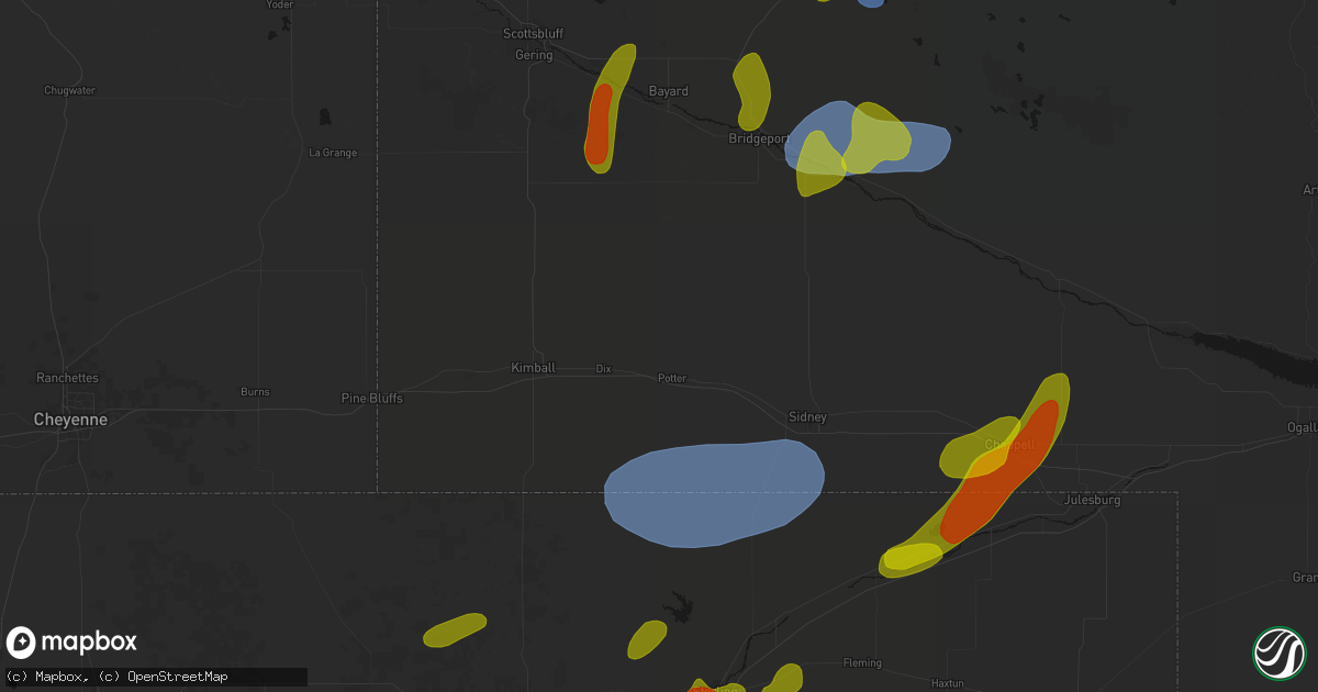 Hail map in Potter, NE on September 5, 2026