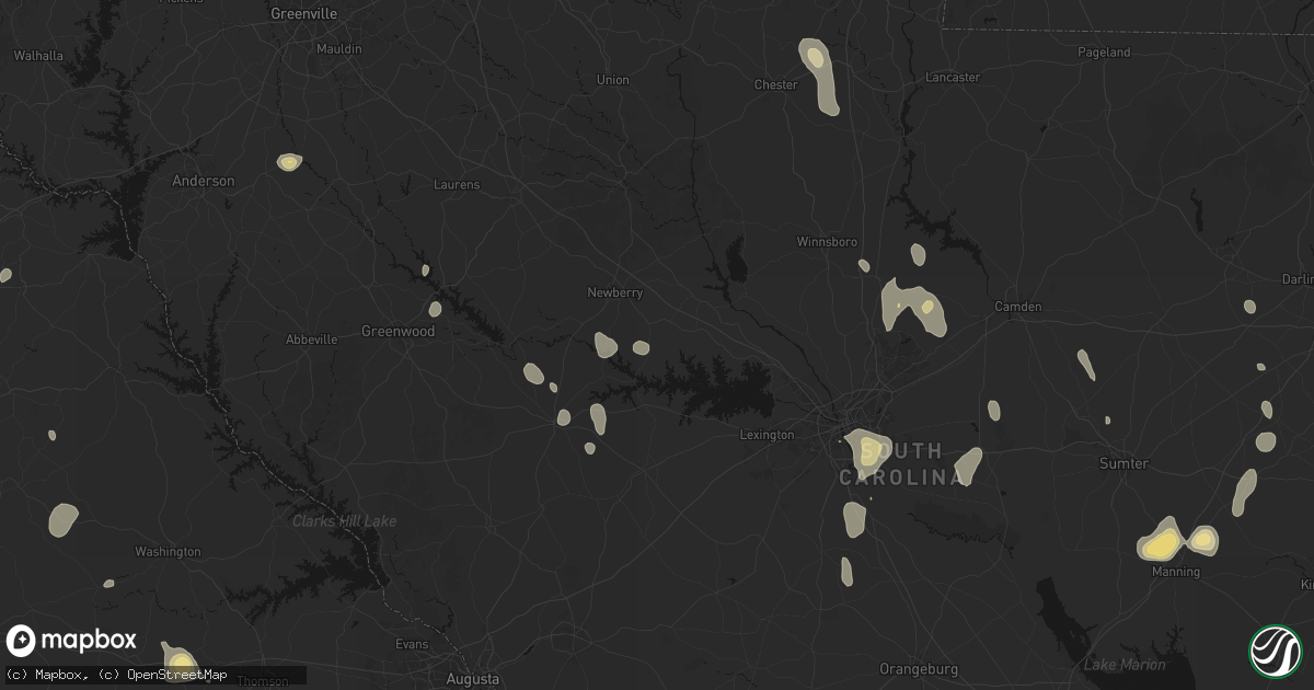 Hail map in Prosperity, SC on September 5, 2026