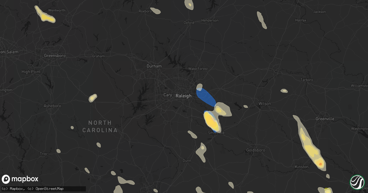 Hail map in Raleigh, NC on September 5, 2026
