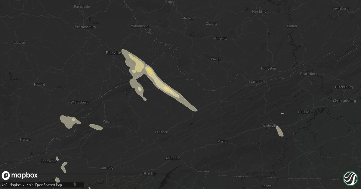 Hail map in Raven, VA on September 5, 2026