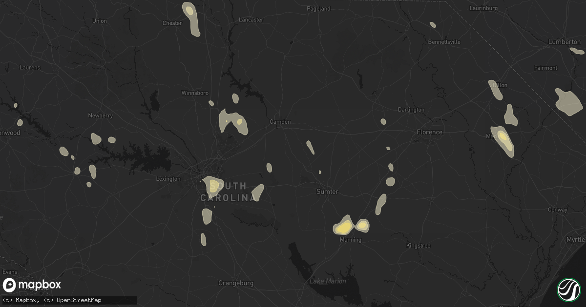 Hail map in Rembert, SC on September 5, 2026