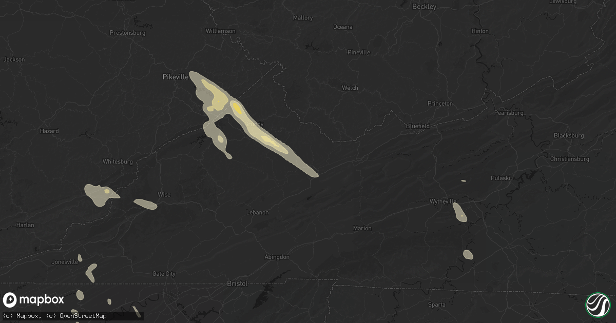 Hail map in Richlands, VA on September 5, 2026