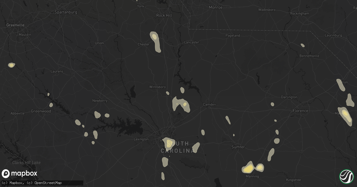 Hail map in Ridgeway, SC on September 5, 2026