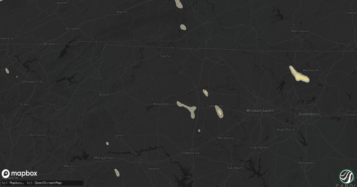 Hail map in Roaring River, NC on September 5, 2026