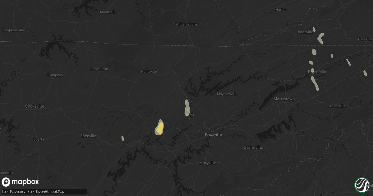 Hail map in Rocky Top, TN on September 5, 2026