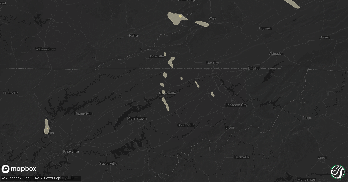 Hail map in Rogersville, TN on September 5, 2026