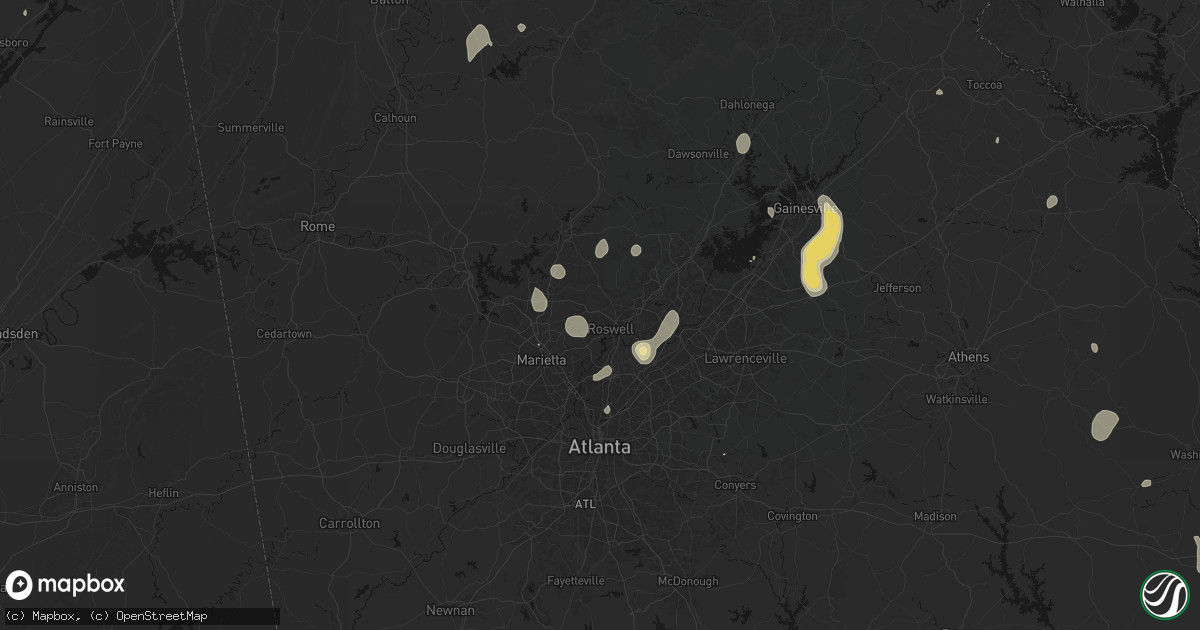Hail map in Roswell, GA on September 5, 2026